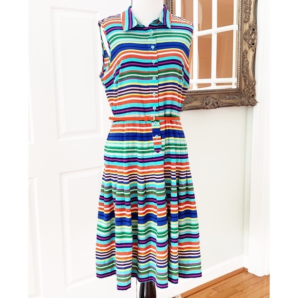 Calvin Klein Multicolor Stripe Shirt Dress - Picture 2 of 5